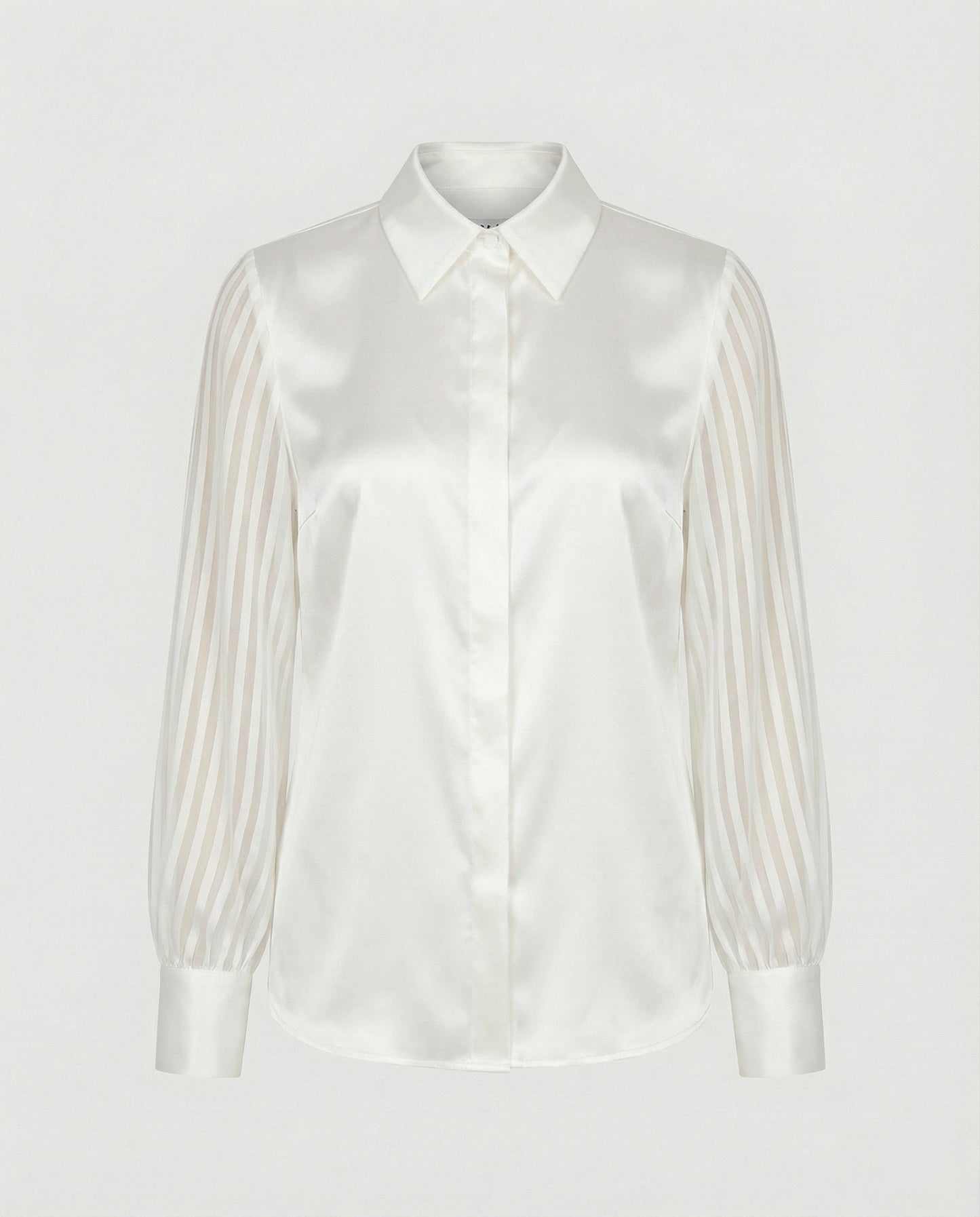 Damenbluse Satin Puffärmel Transparent