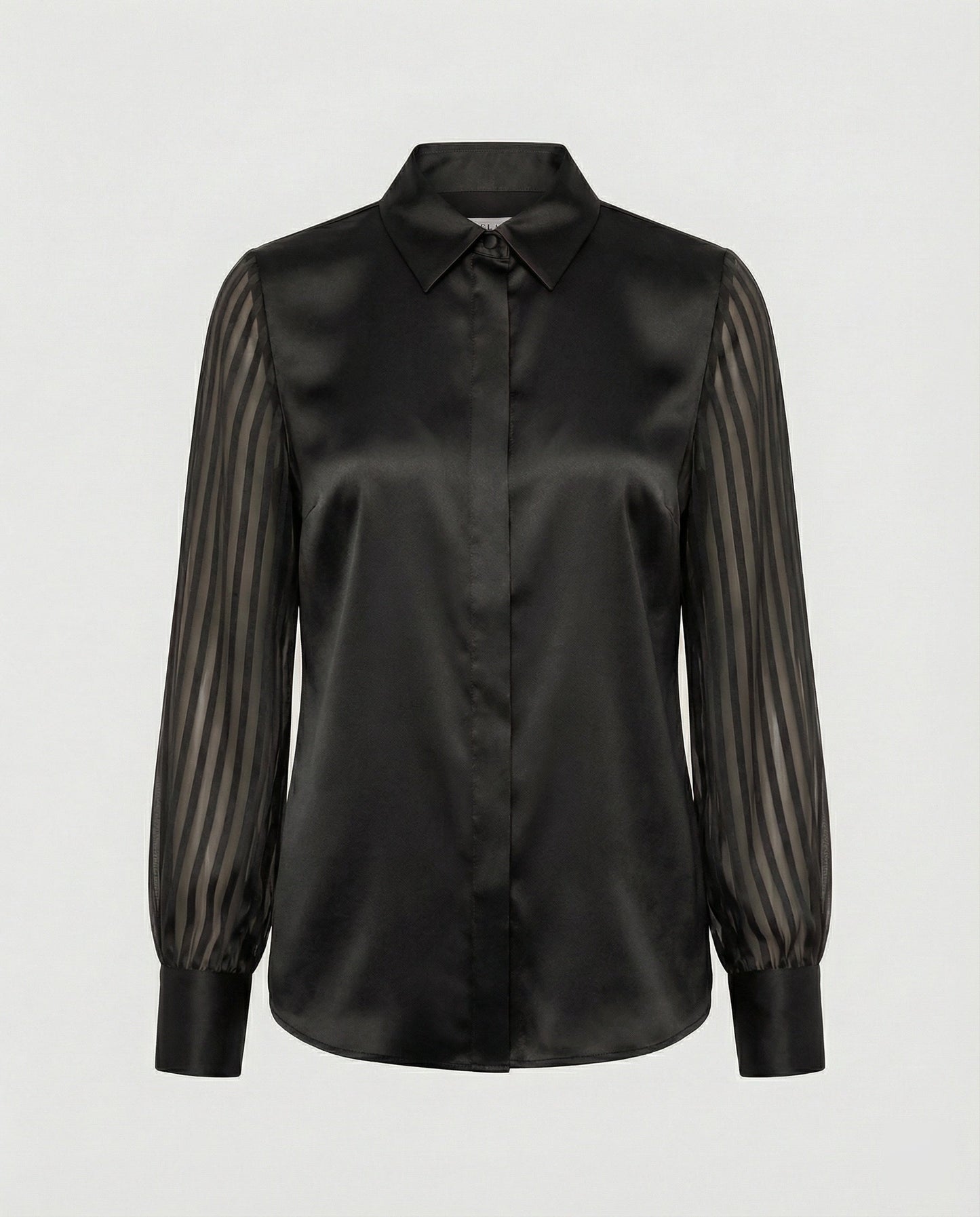 Damenbluse Satin Puffärmel Transparent