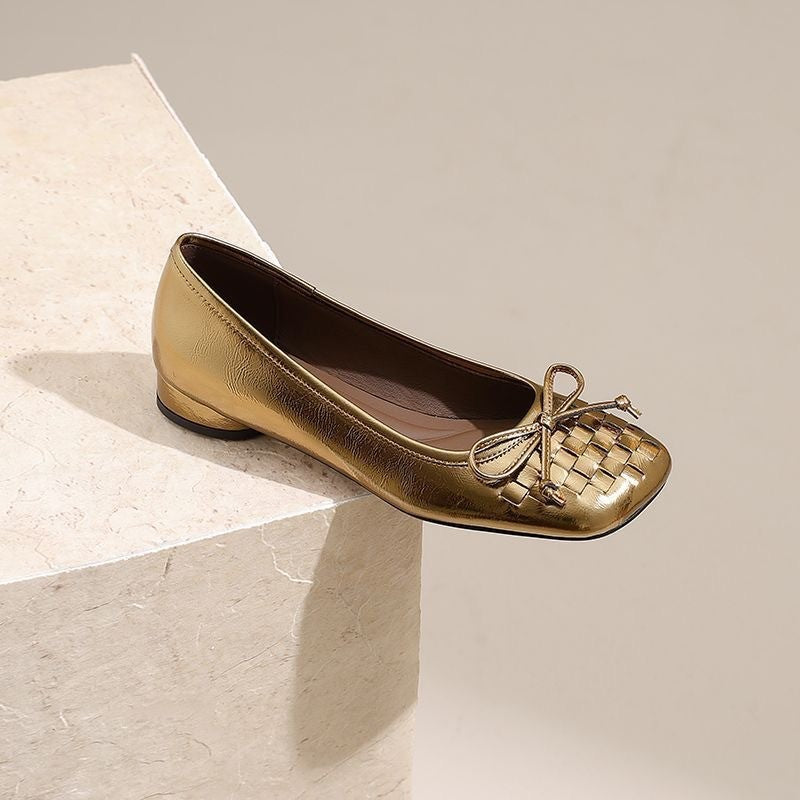 Damen Ballerinas Geflochten Komfortabel