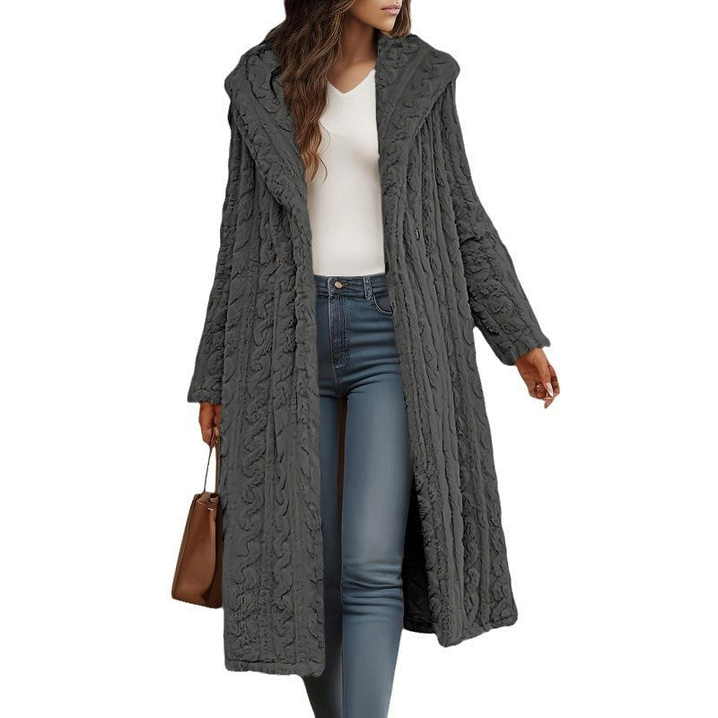 Damen Strickmantel Oversized Zopfmuster