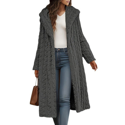 Damen Strickmantel Oversized Zopfmuster