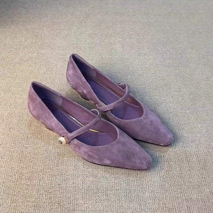 Damen Ballerinas Elegant mit Schnalle und Riemenverschluss Schwarz - Norvielle