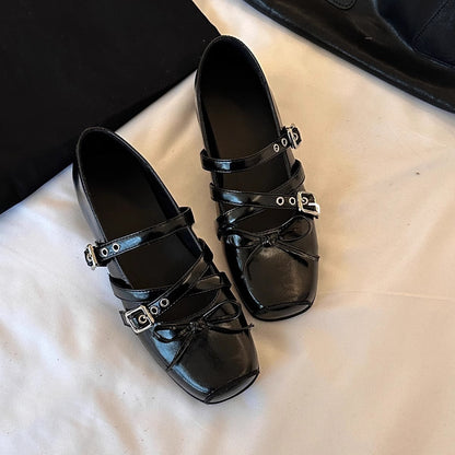 Damen Ballerinas mit Schleifen Detail Modern Schwarz - Norvielle