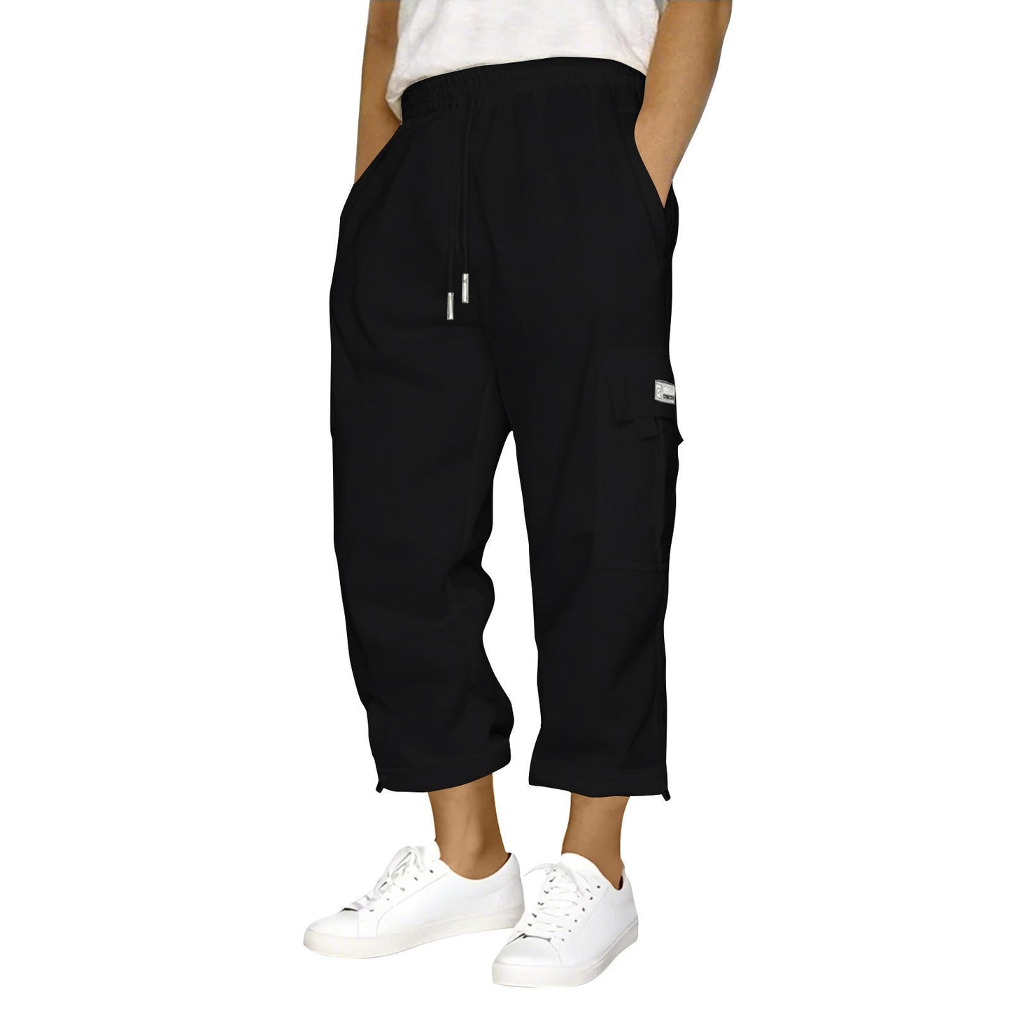 Damen Elastische Cargo-Hose Mit Seitentaschen Bequem