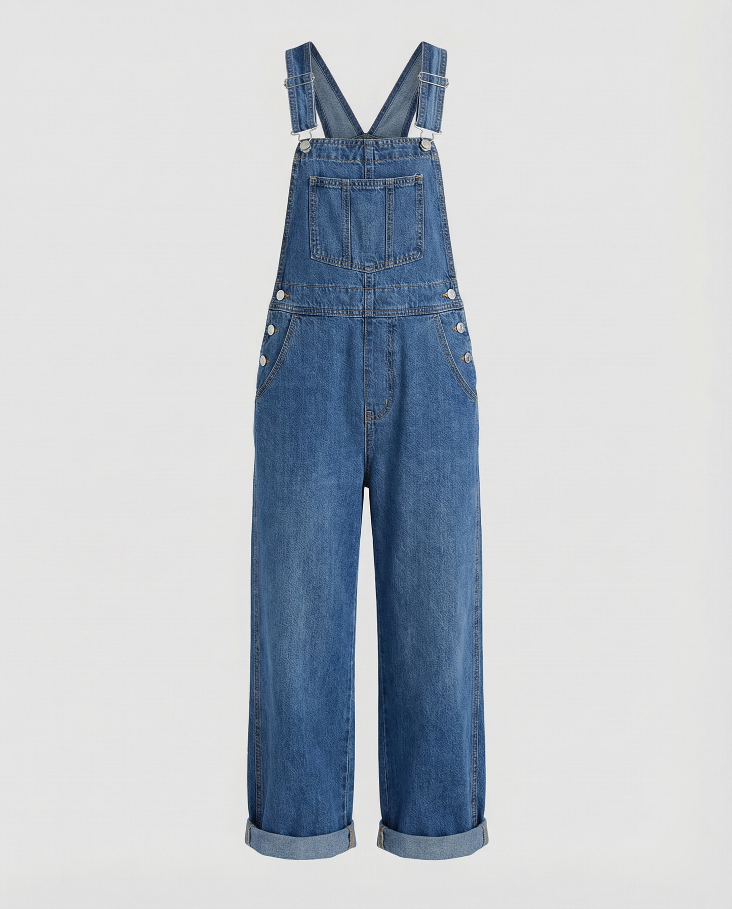 Damen Oversized Latzhose Jeans mit tiefen Taschen
