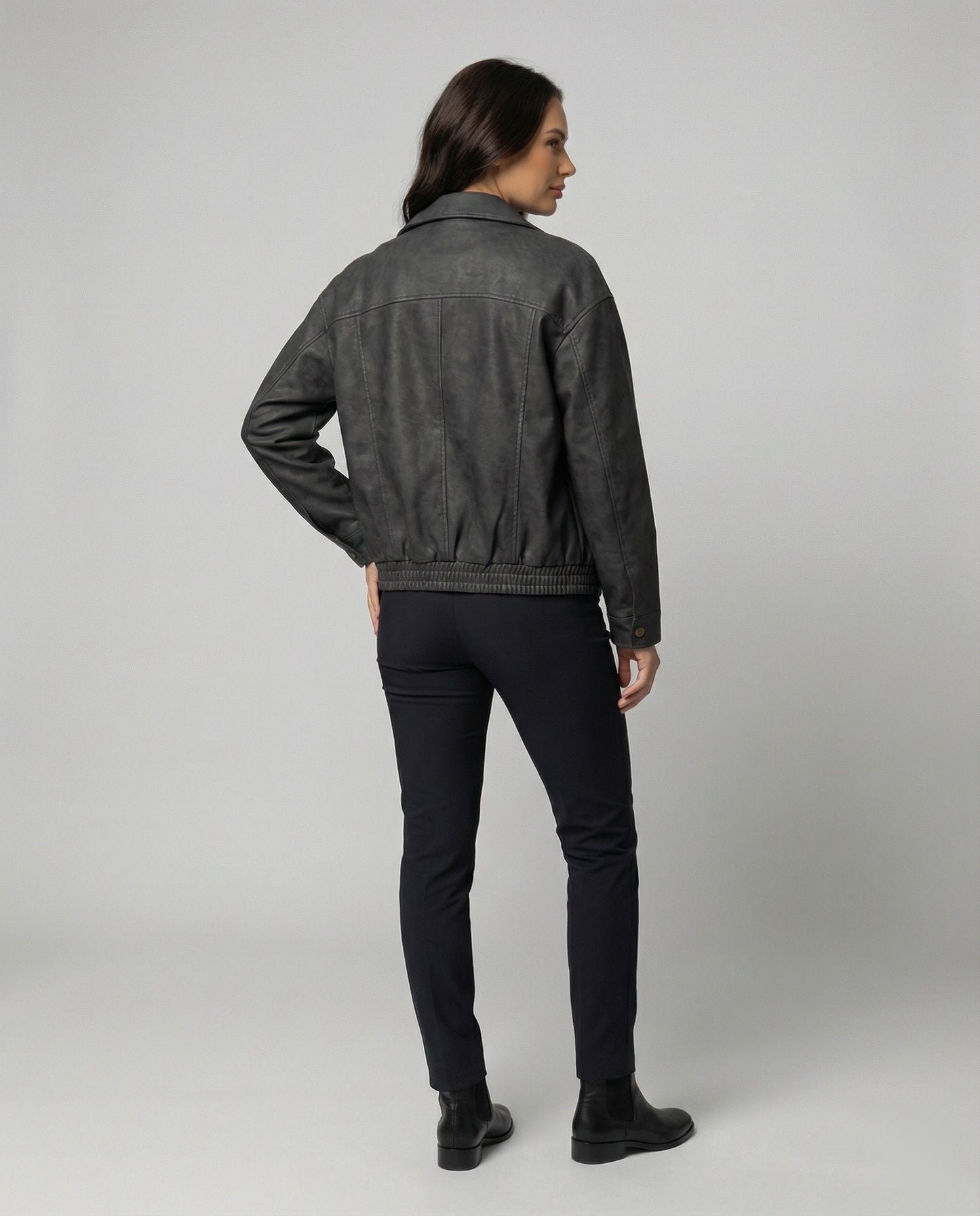 Damen Oversize Lederjacke PU Leder