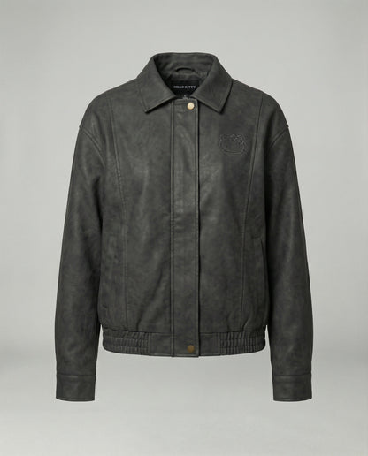 Damen Oversize Lederjacke PU Leder