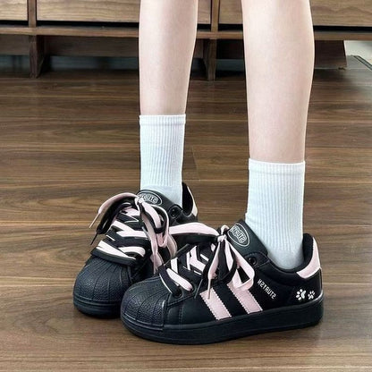 Damen Sneaker Retro Sportlich Schnürsenkel