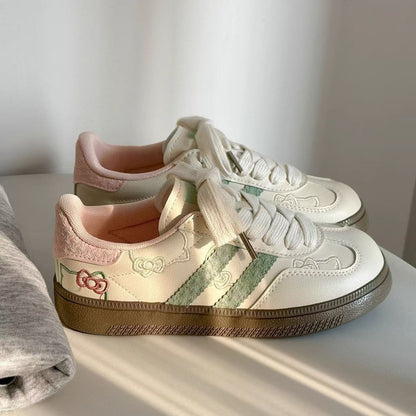 Damen Sneaker Blumenmotiv Elastisch Schnürsenkel