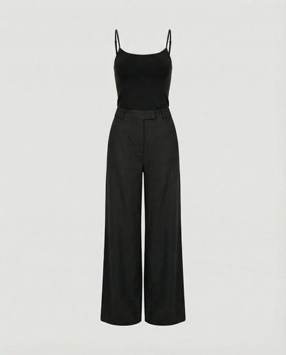 Damen Leinenhose Leicht Plissiert Weitbein Sommer