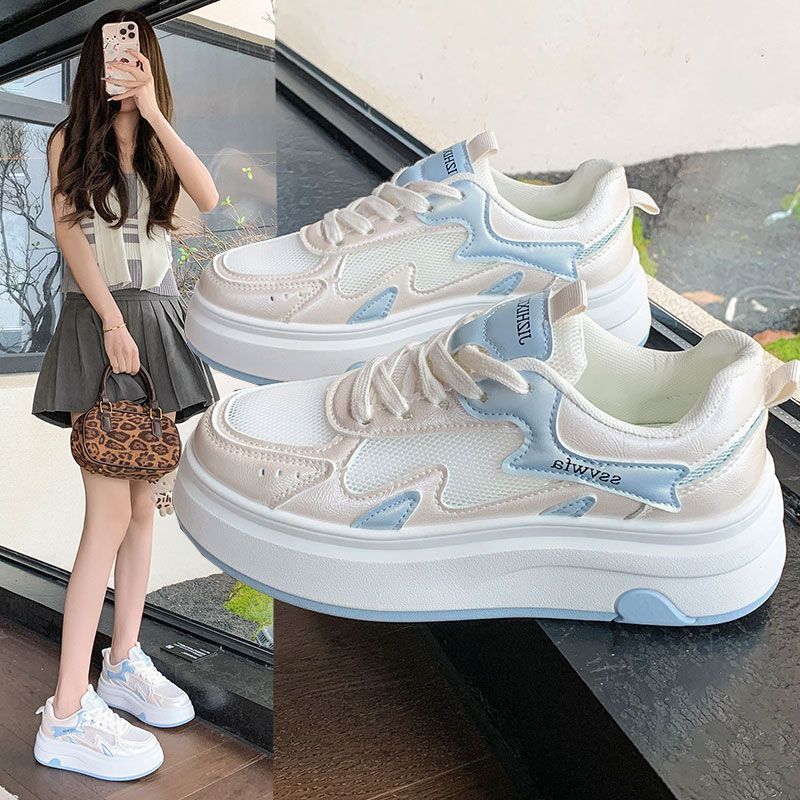 Damen Plateau Sneaker Atmungsaktives Mesh Bequem Elegant