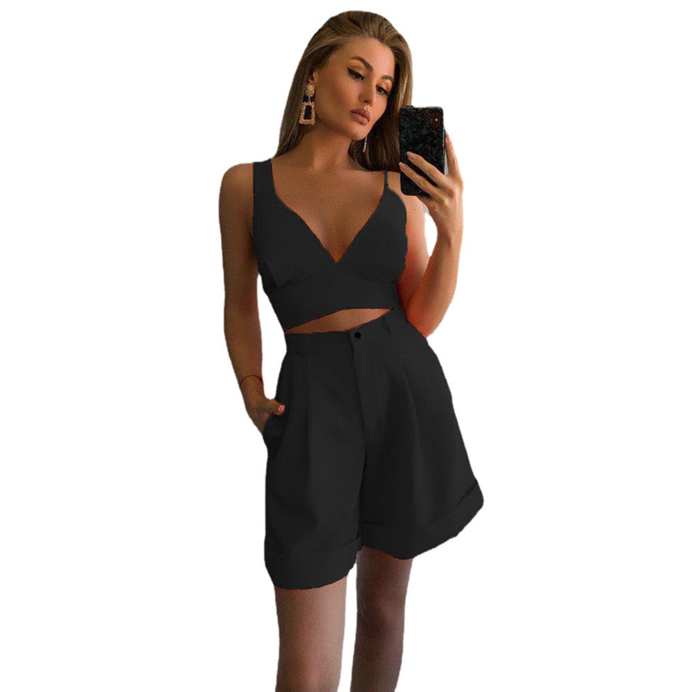 Damen Sportset Crop- und Shorts für Fitness