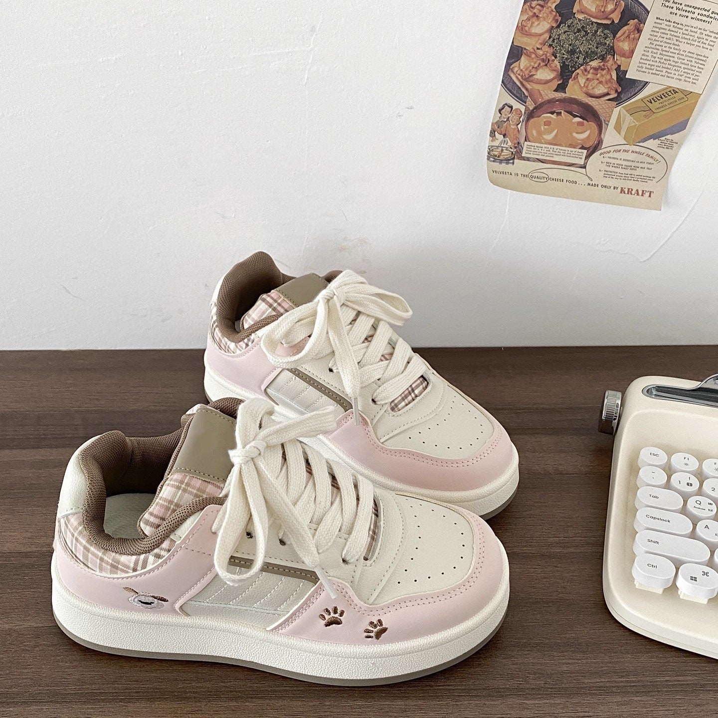 Damen Sneaker Karomuster Atmungsaktiv Bequem