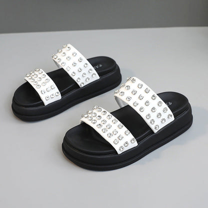 Damen Strandsandalen Glamourös Kristallstein Dekoration