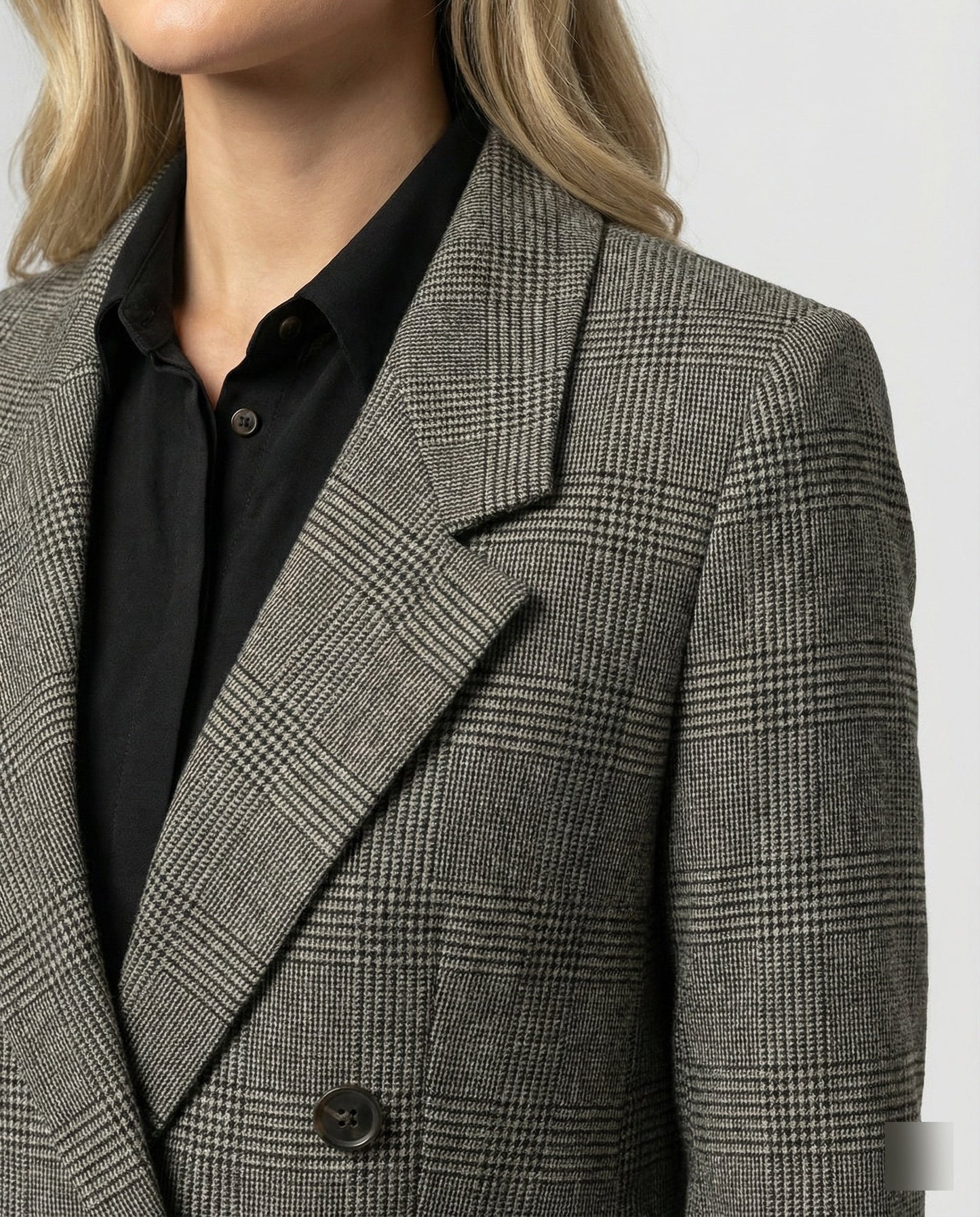 Damen Blazer Weit Karo Eingriffstaschen