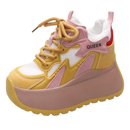 Damen Plateau Sneaker Chunky Atmungsaktives Mesh