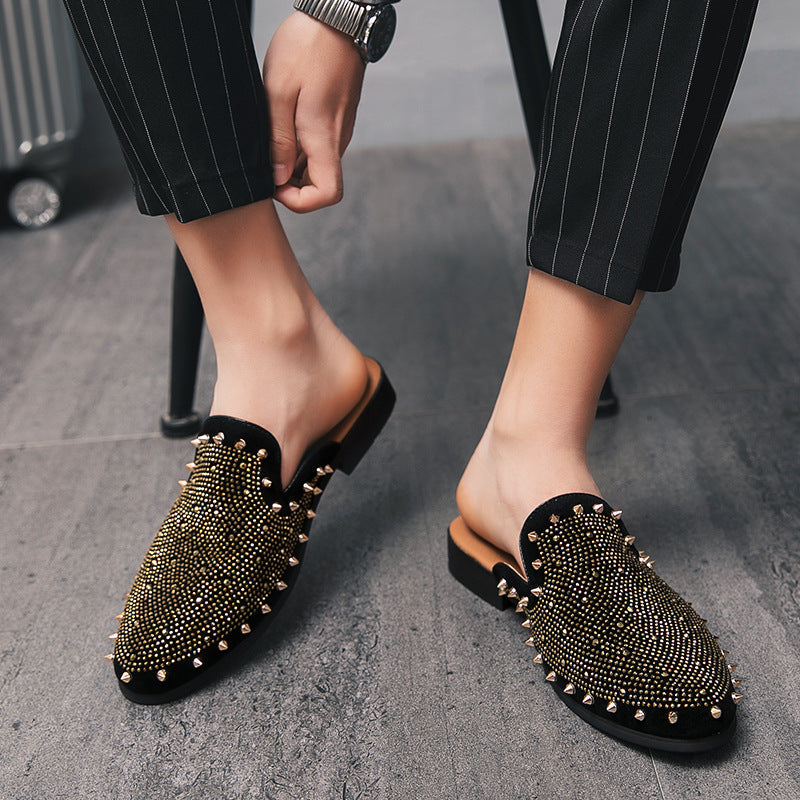 Damen Mokassins Weiches Innenfutter Nieten Lederschuhe