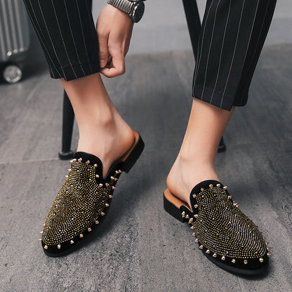 Damen Mokassins Weiches Innenfutter Nieten Lederschuhe