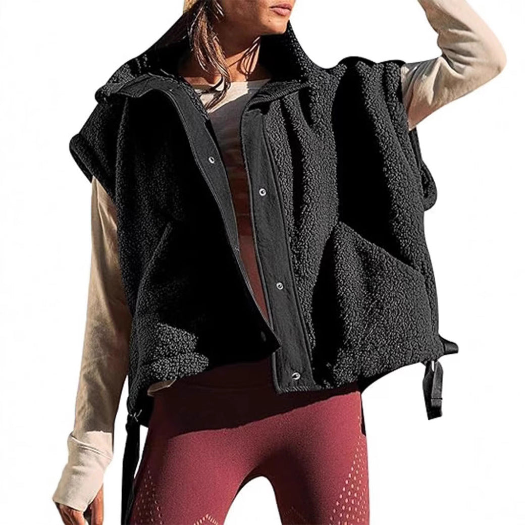 Damen Teddyweste Weich Modern Schwarz - Norvielle