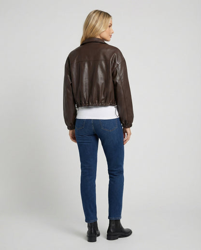 Damen Kurzjacke mit Kapuze und Kordelzug