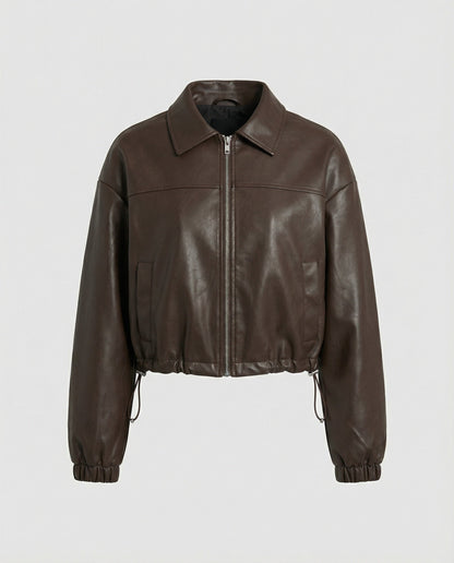 Damen Kurzjacke mit Kapuze und Kordelzug