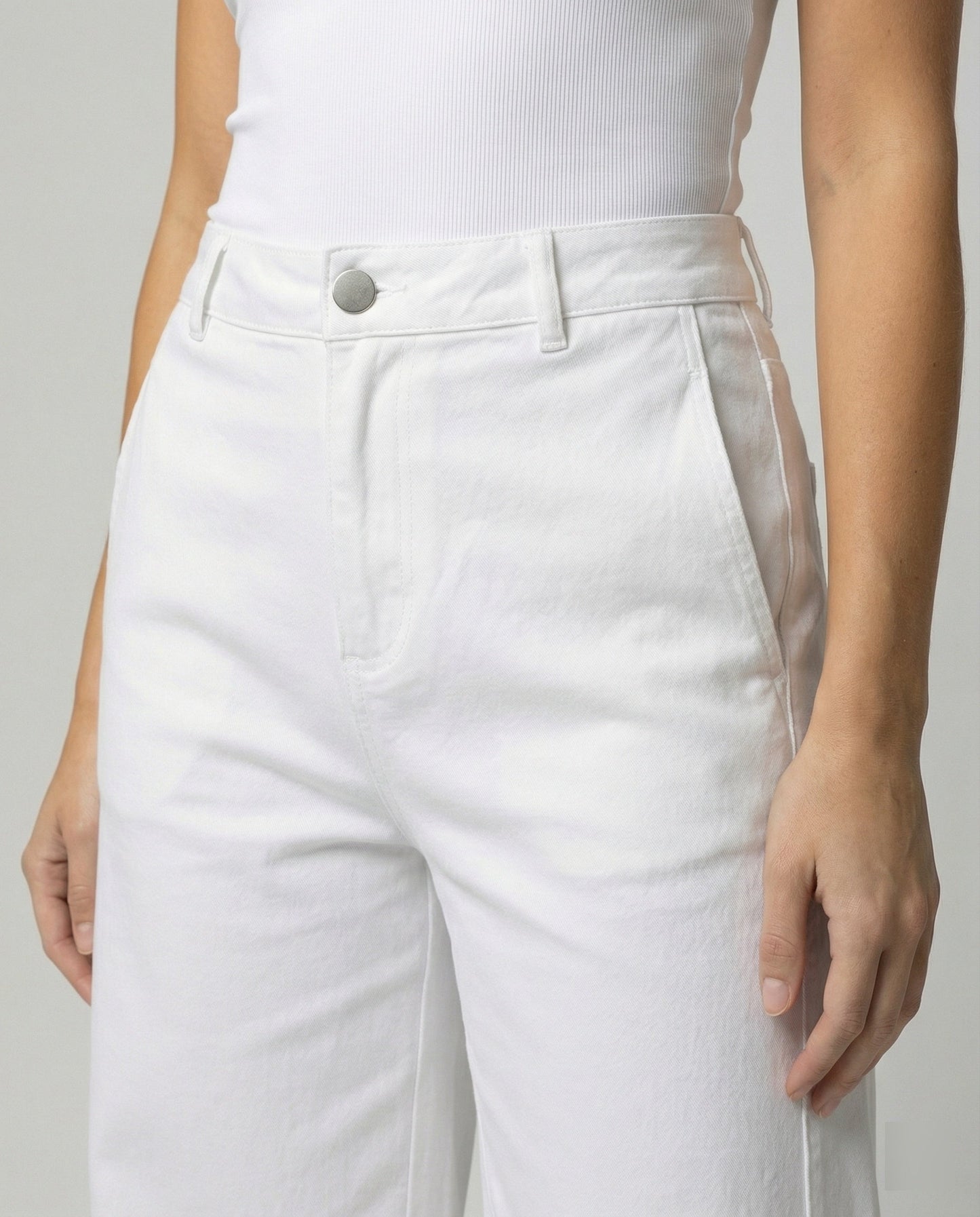 Damen High-Waist-Jeans Weite Bein Lange Hose