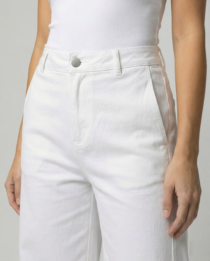Damen High-Waist-Jeans Weite Bein Lange Hose