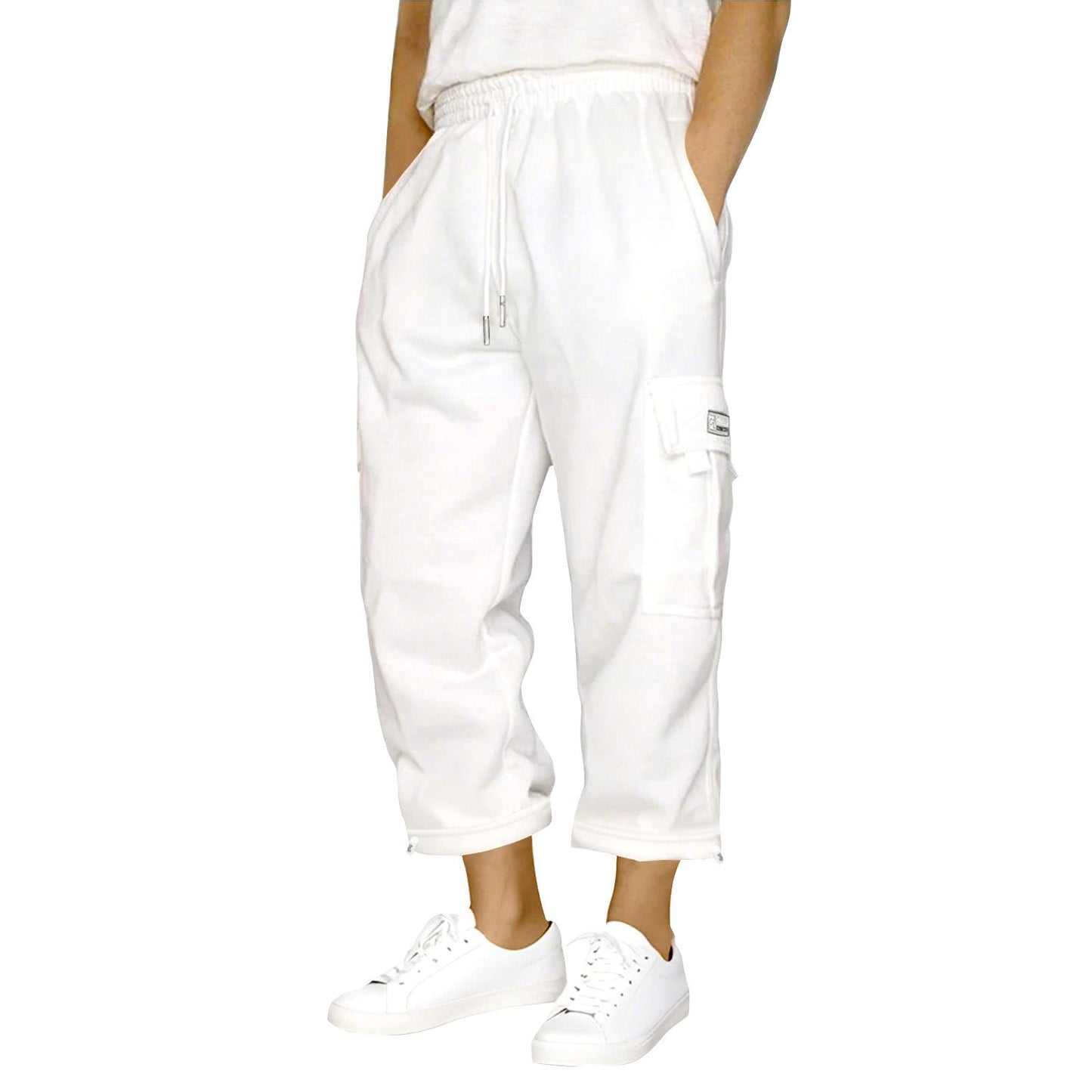 Damen Elastische Cargo-Hose Mit Seitentaschen Bequem