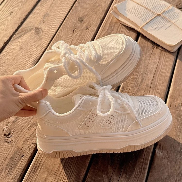Damen Sneaker Plateau Komfortabel Herzdesign