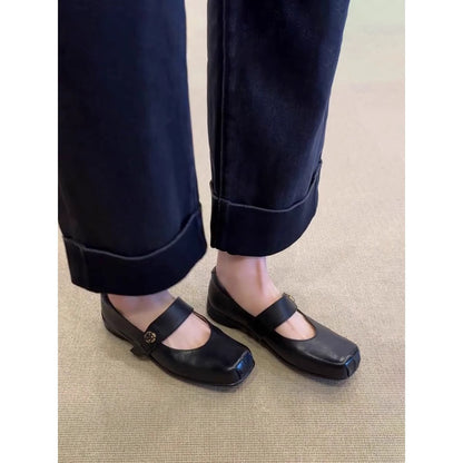 Damen Ballerinas Breiter Riemen