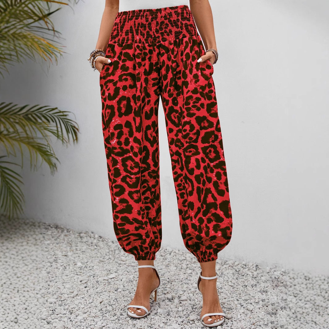 Damen-Hosen Leopardenmuster Elegant Weite