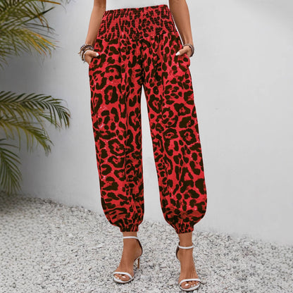 Damen-Hosen Leopardenmuster Elegant Weite
