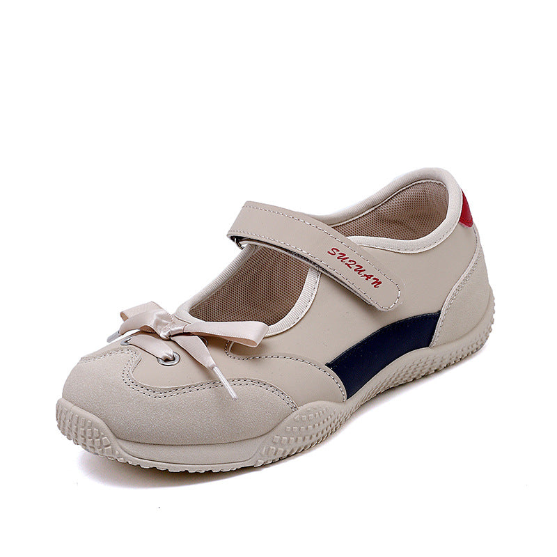 Damen Ballerinas Sportlich Klettverschluss Bequem