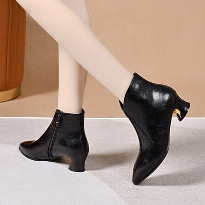 Damen Stiefel Schmal Gold Akzente Leder