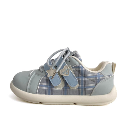 Damen Sneaker Karomuster Weich Klettverschluss