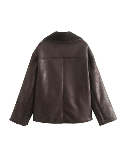 Velourslederjacke Damen Fleecefutter