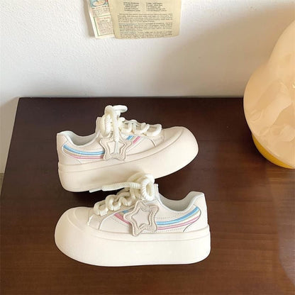 Damen Sneaker mit Sternen Motiv Komfort Plateau Schuhe