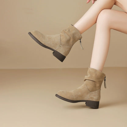 Damen Stiefeletten Weiches Wildleder Lässig