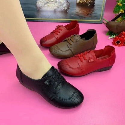 Damen Ballerinas Bequem Schnürsenkel