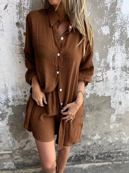 Damen Oversize Hemdkleid Rollkragen Baumwolle