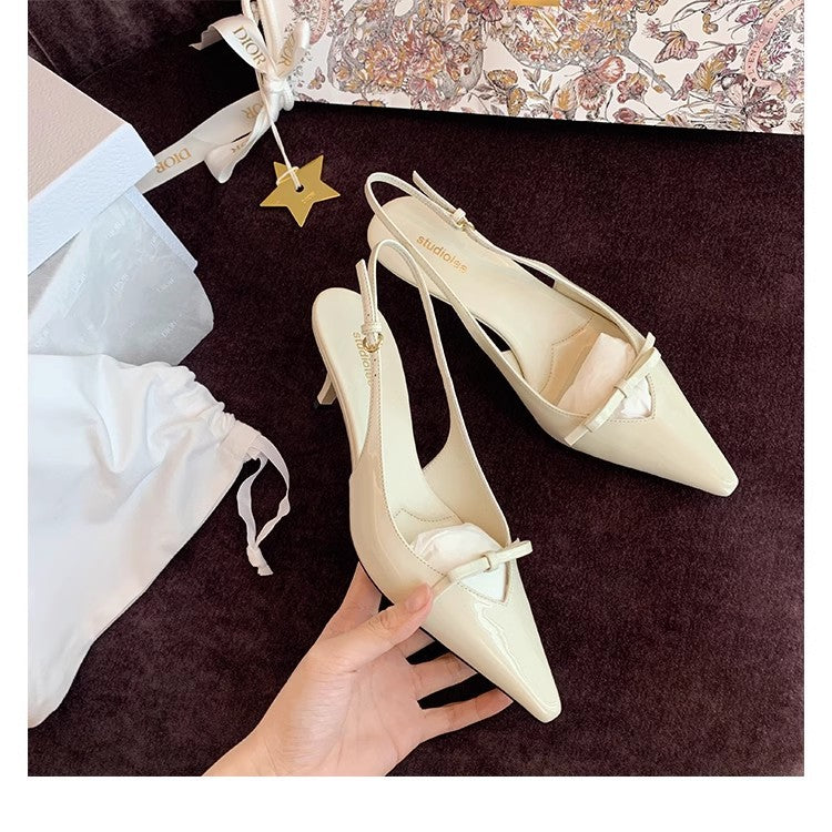Damen Slingback Pumps Elegant Schleife Hochhackig - Norvielle