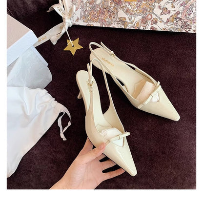 Damen Slingback Pumps Elegant Schleife Hochhackig - Norvielle