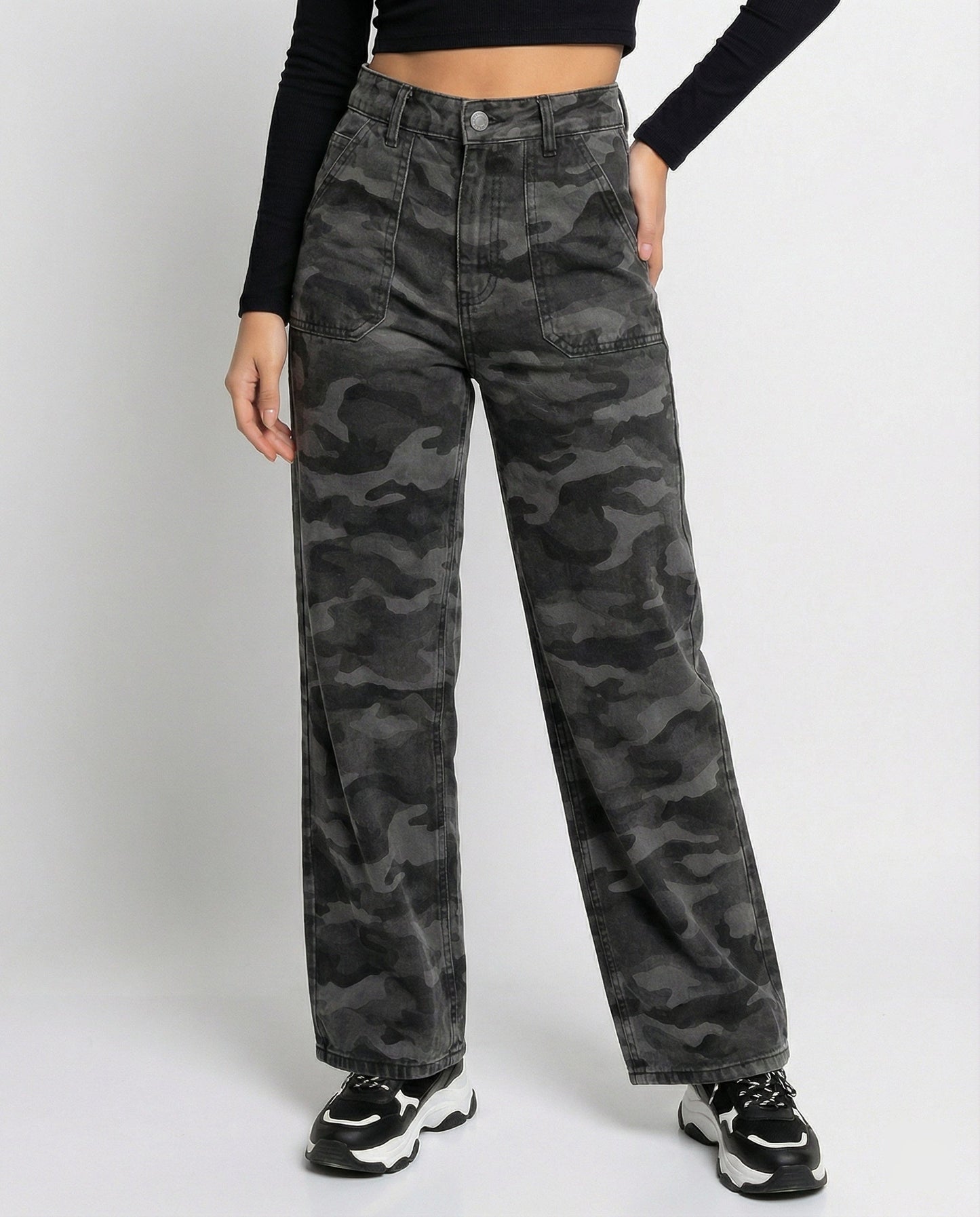 Damen Palazzo-Hose Camouflage Größe XL Hochwand - Norvielle