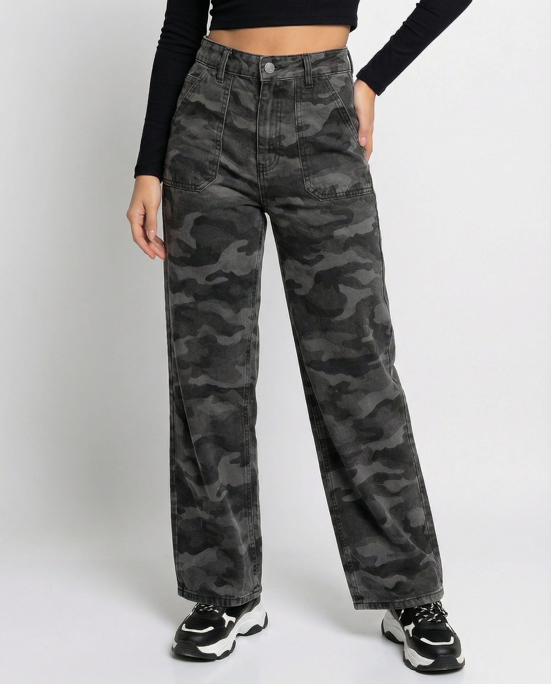 Damen Palazzo-Hose Camouflage Größe XL Hochwand - Norvielle