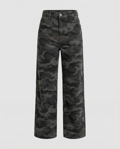 Damen Palazzo-Hose Camouflage Größe XL Hochwand