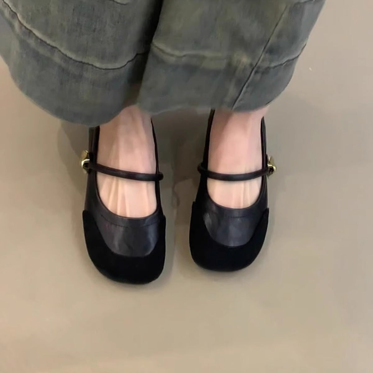 Damen Mokassins Elegant Leder Riemen