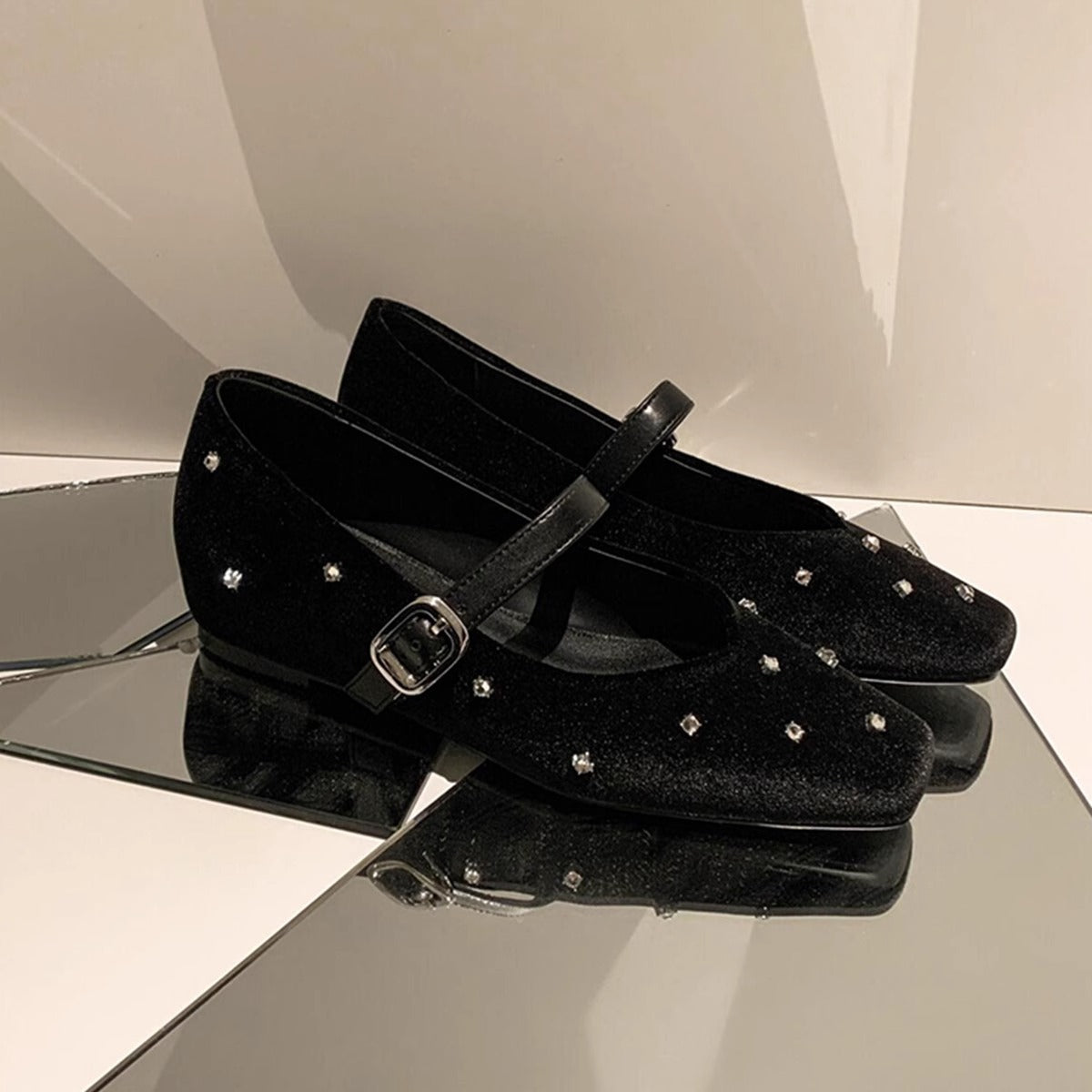Damen Ballerinas Strass Schuhe Modern Glitzer