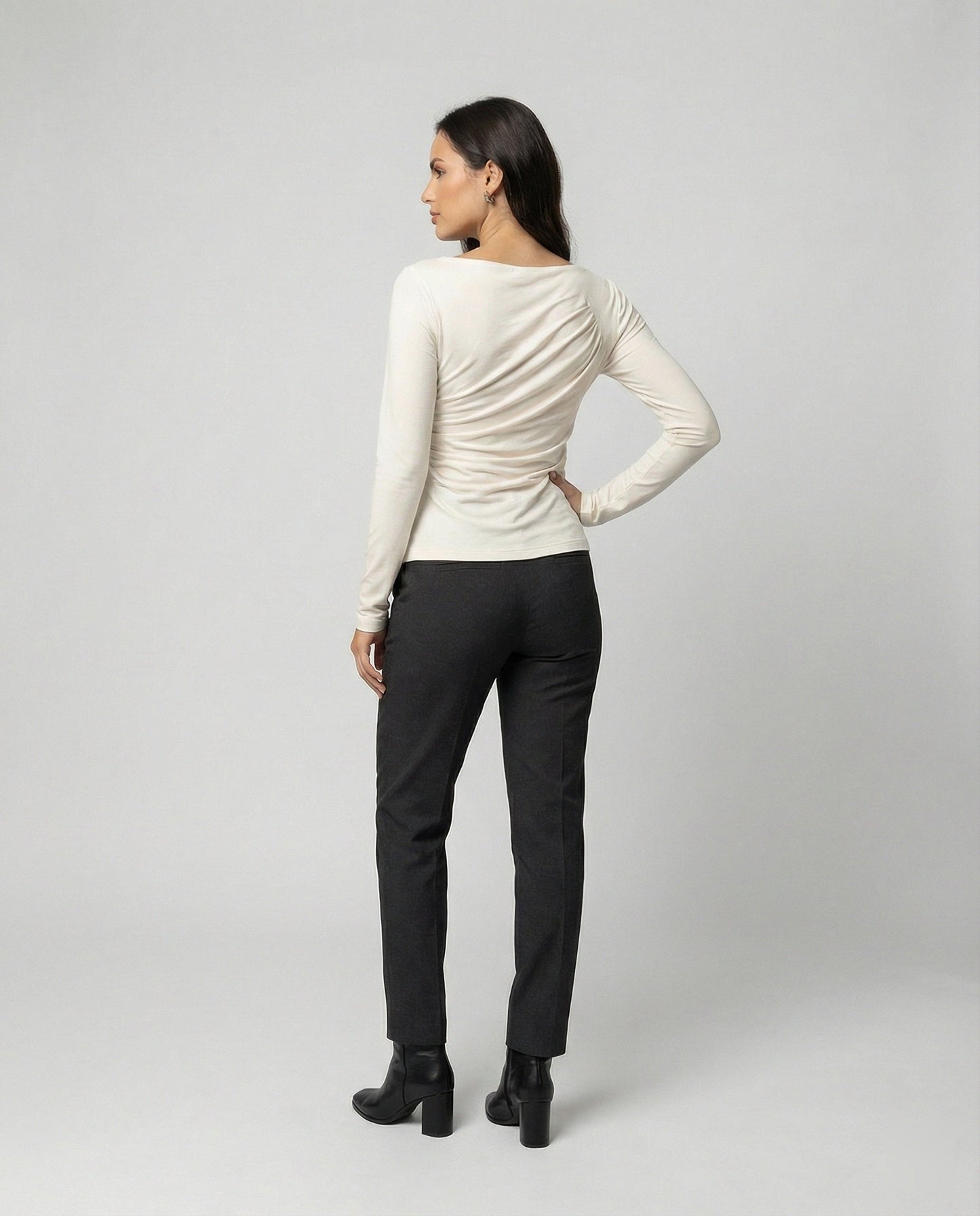 Damen Langarmshirt Rundhals Figurbetonung