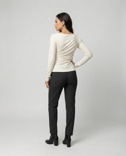 Damen Langarmshirt Rundhals Figurbetonung