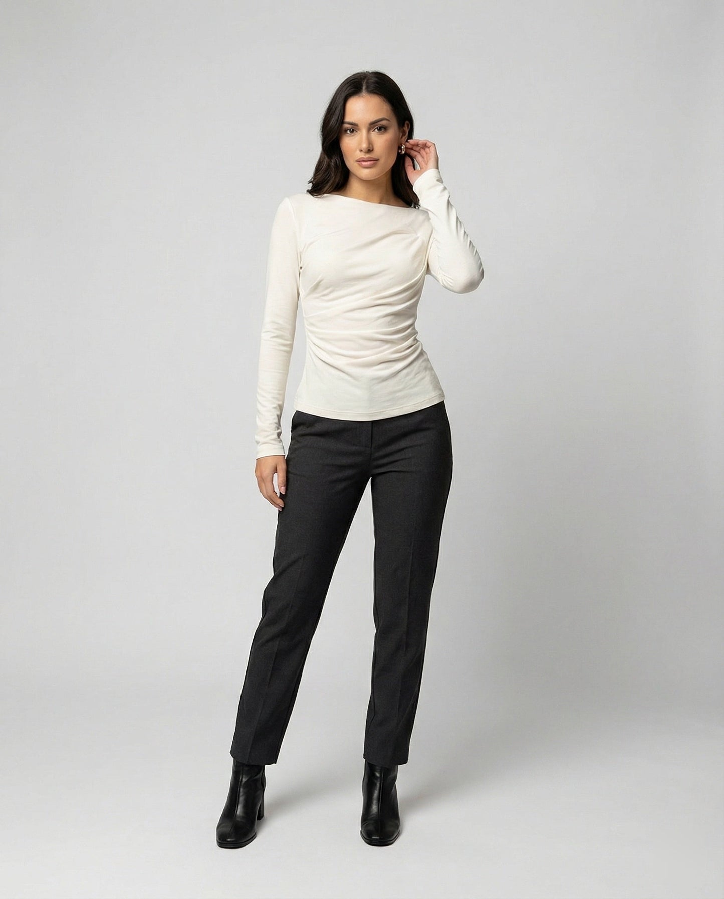Damen Langarmshirt Rundhals Figurbetonung
